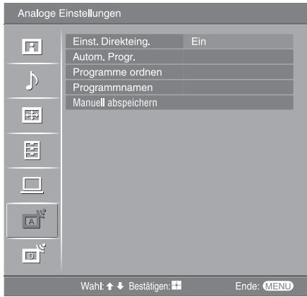 SONY KDL-32V2000 - Menü „Analoge Einstellungen“ (nur Analogmodus) - 1