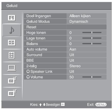 SONY KDL-32V2000 - Het menu Geluid - 1