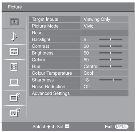 SONY KDL-32V2000 - Picture menu - 1