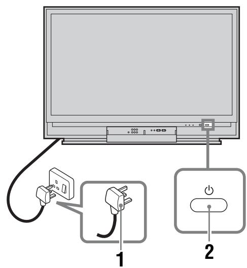 Diagram showing two connected electrical outlets with labeled components: one with a plug and cable, the other with a power switch.