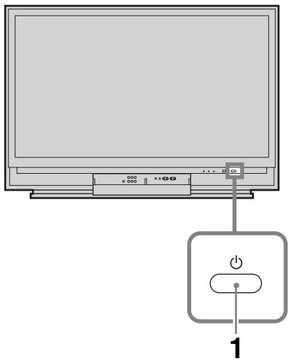 Diagram showing a monitor connected to a power button labeled '1', with control buttons and display indicators visible.