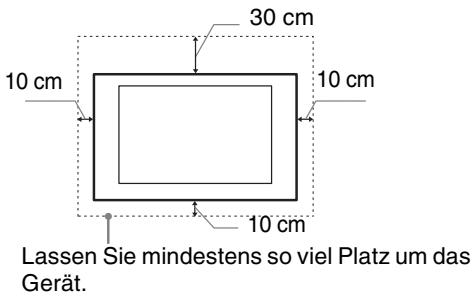 30 cm 10 cm 10 cm 10 cm Lassen Sie mindestens so viel Platz um das Gerät.