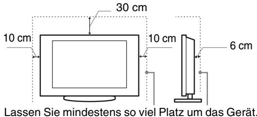 30 cm 10 cm 10 cm 6 cm Lassen Sie mindestens so viel Platz um das Gerät.