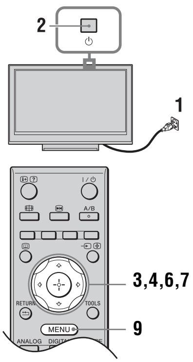 SONY KDL-40D3550 - 5: Executar a configuração inicial - 1