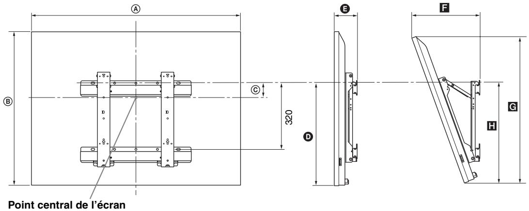 SONY KDL-40EX1 - Tableau de dimensions d'installation du moniteur - 1
