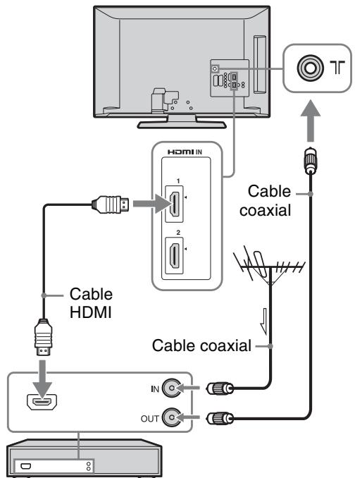 SONY KDL-32P3500 - Conexión de una antenna/videograbadora/grabadora de DVD mediante un cable SCART - 3