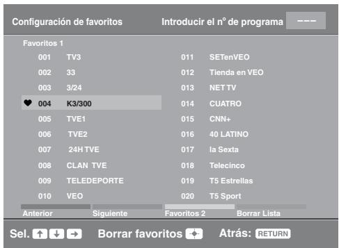 SONY KDL-32P3500 - Utilización de la lista Favoritos Digitales DVB3* - 1