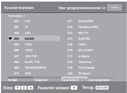 SONY KDL-32S5550 - Lijst met digitale favorieten gebruiken DVB3\* - 1