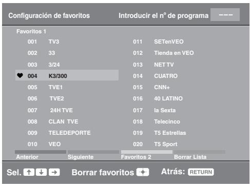 SONY KDL-32S5550 - Utilización de la lista Favoritos Digitales DVB\* - 1