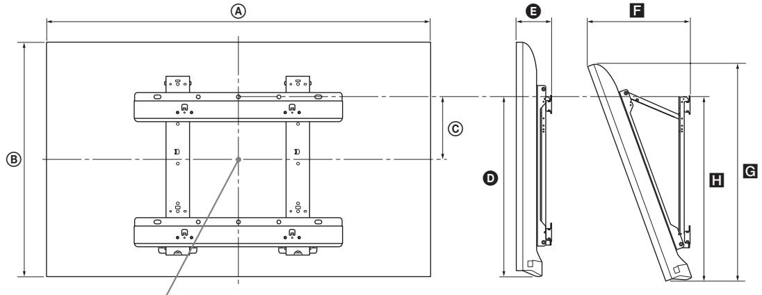 SONY KDL-40EX521 - Tabelle der Fernsehgeräte-Installationsabmessungen - 1