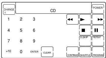 CHANGE +1 CD POWER 1 2 3 4 5 6 7 8 9 +10 0 ENTER CLEAR C.SKIP RESET CONTINUE SHUFFLE PROGRAM