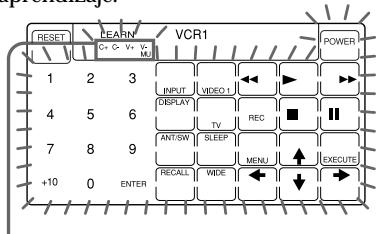 RESET REARN VCR1 POWER 1 2 3 INPUT VIDEO I 4 5 6 DISPLAY TV REC ■ 7 8 9 ANT/SW SLEEP RECALL WIDE MENU ↑ EXECUTE +10 0 ENTER