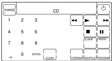 CHANGE 1 CD 1 2 3 4 5 6 7 8 9 +10 0 ENTER CLEAR CONTINUE SHUFFLE PROGRAM