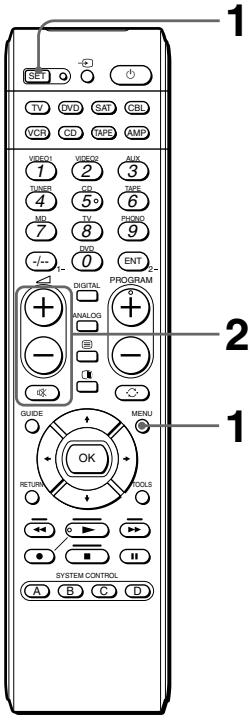 SET TV DVD SAT CBL VCR CD TAPE AMP VIDEO VIDEO BUY 1 2 3 TUNER CD TAPE 4 5° 6 MD TV PHOLO 7 8 9 -/- 0 ENT 2~ DIGITAL PROGRAM + ANALOG - - OK GUIDE MENU RETURN OK DOULS SYSTEM CONTROL A B C D