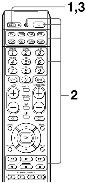 1,3 SET TV GVD SAT CBL VCR CD TAPE AMP VIDEO1 VIDEO2 AUX 1 2 3 TUNES CD TAPE 4 5° 6 MD TV RADIO 7 8 9 FOX -/- 0 ENT DIGITAL PROGRAM + ANALOG - + - + GUIDE MENU - OK TOOLS RETURN SYSTEM CONTROL A B C D