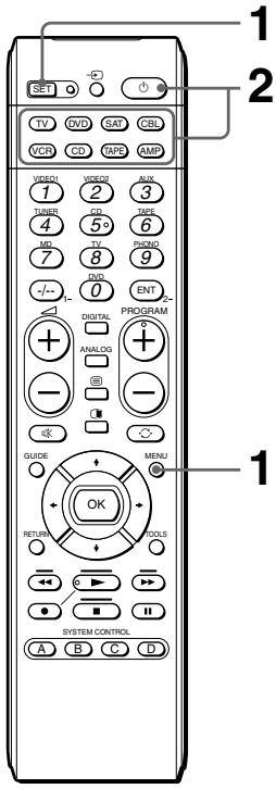 SET TV CND SAT CBD VCR CD TAPE AMP VIDEO1 VIDEO2 AUX 1 2 3 TUNER CD TYPE 4 5 6 MD TV P/COND 7 8 9 -/- 0 ENT DIGITAL PROGRAM + ANALOG - - GUIDE MENU OK TOOLS RETURN SYSTEM CONTROL A B C D 1 2 1