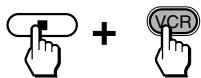 Diagram showing two hand icons: one with a plus button and the other with a VCR button, indicating addition or comparison.
