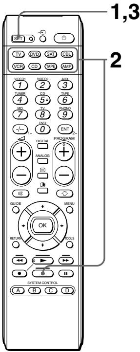 1,3 2 SET VTV DVD SAT CRL VCR CD TAPE AMP VIDEO VICKED AUX TUNER 2 3 4 CD TIME MD TV PHOLO 7 8 9 -/- 0 ENT DIGITAL PROGRAM + ANALOG - - + GUIDE MENU OK RETURN TOOLS ← → ← → SYSTEM CONTROL A B C D