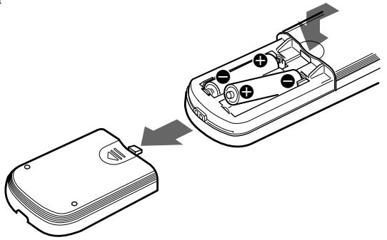 SONY RM-PP404 - Colocación de las pilas en el mando a distancia - 1