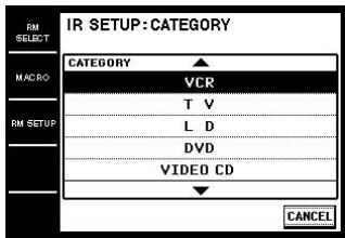 SONY RM-TP1 - Touch IR SETUP in the pull-down menu. - 1