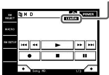 SONY RM-TP1 - Touchez LEARN dans le menu déroulant. - 1