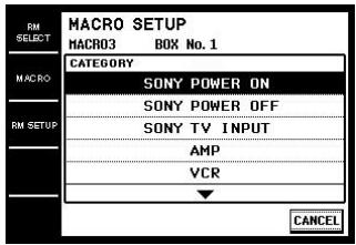 SONY RM-TP1 - Touch the macro step number for the command you want to register ("1" for example). - 1