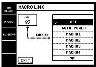 SONY RM-TP1 - Touchez MACRO LINK dans le menu déroulant. L'écran MACRO LINK apparait. - 1
