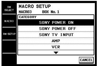 SONY RM-TP1 - Touchez le numero d'etape de la macro où vous pouvez programmer la commande (par exemple "1"). - 1