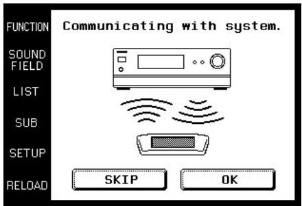 SONY RM-TP501 - Apunte con la sección del transmisor/receptor del mando a distancia hacía el visualizador del receptor, y toque OK. - 1