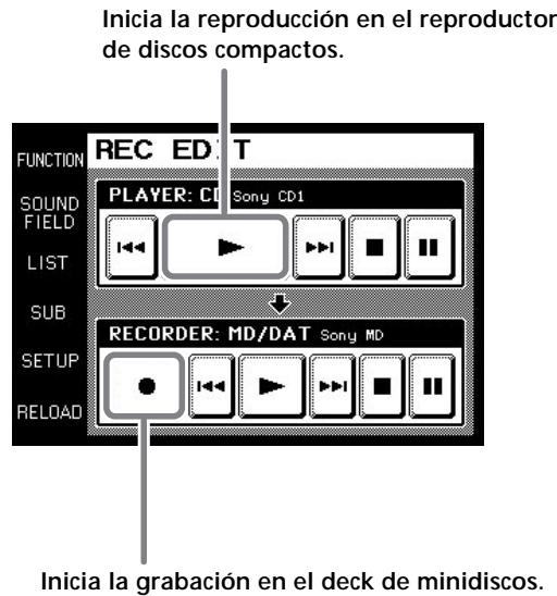 SONY RM-TP501 - Si toca ● de RECORDER: MD/DAT, toque afterwards ▷ de PLAYER: CD. - 1