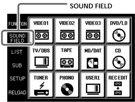 SONY RM-TP501 - Visualización de la pantalla SOUND FIELD - 1