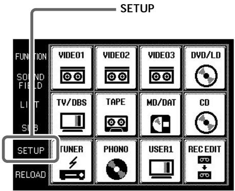 SONY RM-TP501 - Affichage de l'écran SETUP - 1