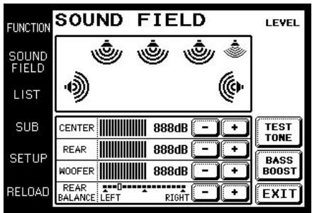 SONY RM-TP501 - Toque LEVEL de la pantalla SOUND FIELD. - 1