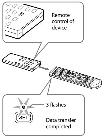 SONY RM-VLZ620T - Press the button on the original remote control to transmit the signal to the RM-VLZ620T. - 1