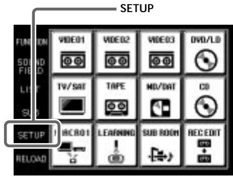SONY RM-TP503 - Indicação do écran SETUP - 1