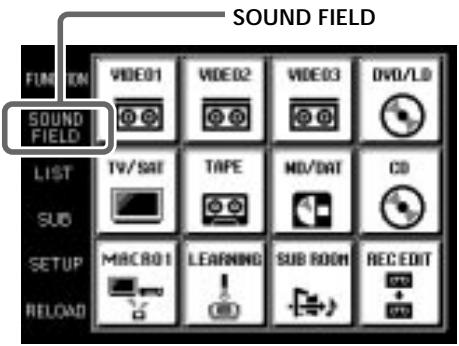 SONY RM-TP503 - Visualización de la pantalla SOUND FIELD - 1
