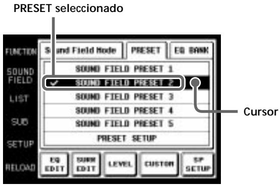 SONY RM-TP503 - Selección de un campo acústico preajustado - 1