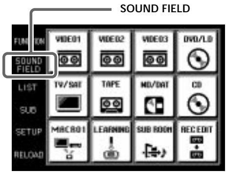 SONY RM-TP503 - Indicação do écran SOUND FIELD - 1