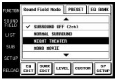 SONY RM-TP503 - Visualización de la pantalla SOUND FIELD - 2