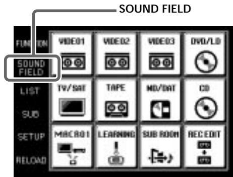 SONY RM-TP503 - Affichage de l'écran SOUND FIELD - 1
