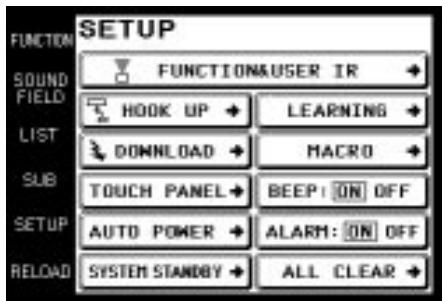 SONY RM-TP503 - Toque em SETUP. - 1
