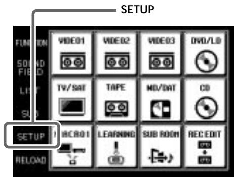SONY RM-TP503 - Visualización de la pantalla SETUP - 1