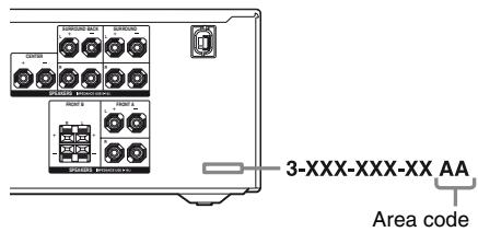 SONY RM-AAP022 - About area codes - 1