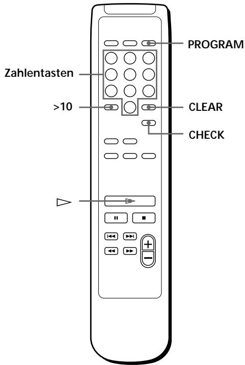SONY CDP-720 - Zusammenstellen eines Programms mit den Bedienelementen auf der Fernbedienung - 2