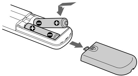 SONY CDP-CX355 - Inserting batteries into the remote - 1