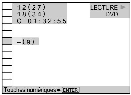 1 2 (2 7) 1 8 (3 4) C 0 1:3 2:5 5 - (9) LECTURE ▶ DVD Touches numériques ➤ ENTER