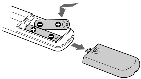 SONY CDP-CE235 - Inserting batteries into the remote (CDP-CE335 only) - 1