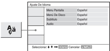 SONY DVP-FX870 - Configuración del idioma de la pantalla o de la pista de sonido (Ajuste De Idioma) - 1