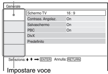 SONY DVP-FX870 - Premere / per selezionare la voce di impostazione desiderata da: "Generale", "Impostazione Audio", "Impostazione lingua", o "Protezione", quindi premere ENTER. - 1