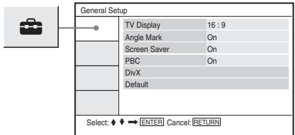 SONY DVP-FX870 - Instellingen voor de Display (General Setup) - 1